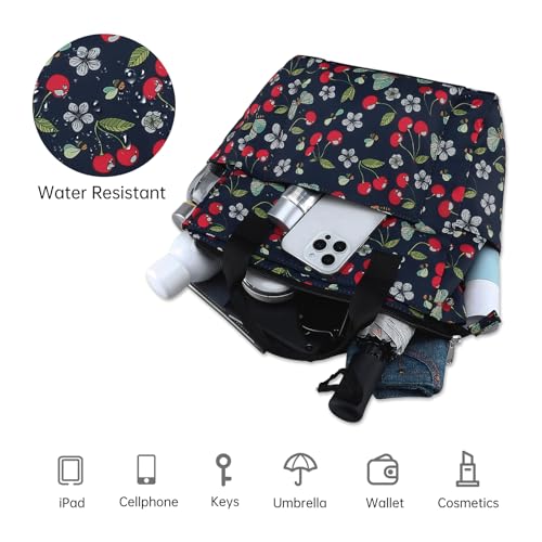 Crossbody Shoulder Bag for Women - Water Resistant Casual Handbag Purse with Multiple Pockets, Adjustable Strap - color: Cherry Butterfly