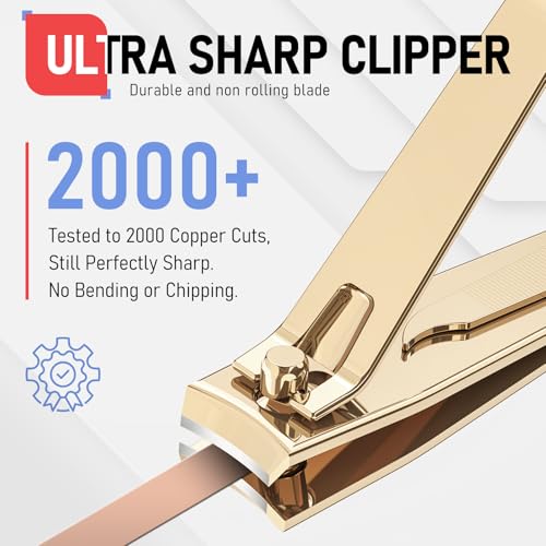 firiKer Nail Clippers with Nail File,Fingernail Clipper,Toe Nail Clippers - color: Light Gold