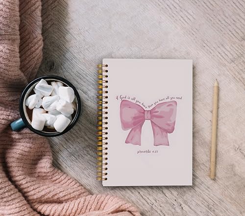 Christian Notebook Journal, Pink Bow Coquette Journal Notebook, Bible Journaling Notebook, Preppy Notebook, Pink Girly Notebook, Pink Office Supplies, Spiral Notebook 5.5x8.3 Inch - color: 31-notebook