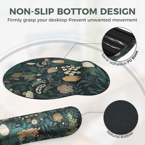 iCasso Desk Cover Mat, 4in1 Floral Large Mouse Pad with Wrist Rest - color: Cute Weeds