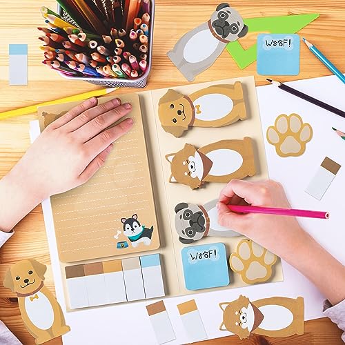 Xqumoi I Just Really Like Dogs Sticky Notes Set, 550 Sheets, Cute Cartoon Puppy Self-Stick Notes Pads Animal Divider Tabs Bundle Writing Memo Pads Back to School Office Supplies Small Gift - color: 1pack-puppy