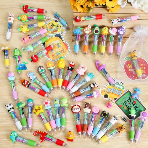 50 Pack Classroom Reward Pens for Students, Cute 4-in-1 Multicolor Retractable Pens, Back to School Gifts, Teacher Appreciation Gifts and Student Prizes - color: Back To School Multicolor