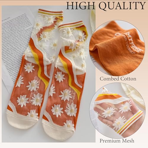 5 Pairs Womens Sheer Socks See Through Transparent Socks for Women Size 6-9 - color: 6