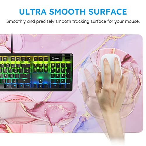 iCasso Glitter Marble Computer Mat 35.4"x15.7", Table Mat for Gaming - color: Glitter Marble