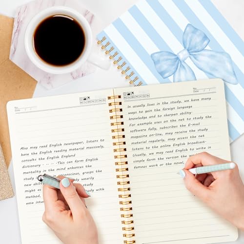 CNhoqc Blue Spiral Journal Notebooks, 4Pcs A5 Watercolor Coquette Notebooks - color: 4-Pcs Blue Bow-B