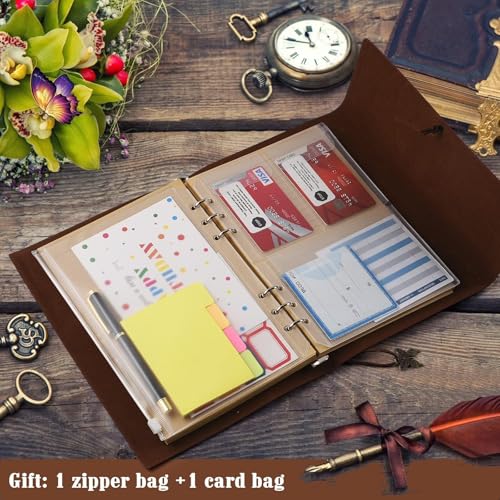 OMEYA Leather Journal Notebook, Refillable Writing Journal Diary Planner for Women Girls (Brown, A5-9.3''×6.3'') - color: Brown, size: A5-9.3''×6.3''