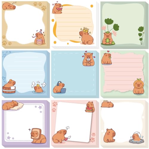 9 Pcs Cute Capybara Sticky Notes, Funny Capybara Self-Adhesive Notes for Women Man, Colorful Positive Sticky NotePads for Teacher Students Office Worker Animal Lovers Gift - color: Dumpster Fire C