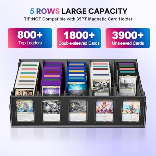 UAONO 5-Row 3900+ Trading Card Storage Box with Commander Display - color: Black&Gray, size: 5-row