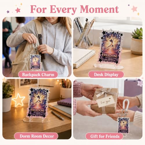 Cute Star Acrylic Photo Card Holder Keychain - color: Black Star