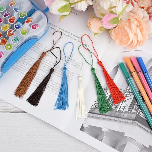 100 Pcs Bookmark Tassels Bulk 20 Colors Soft Craft Silky Handmade Mini Tassels for Jewelry Making with Loops for DIY Craft Accessory Dress Decoration - color: Multi Color