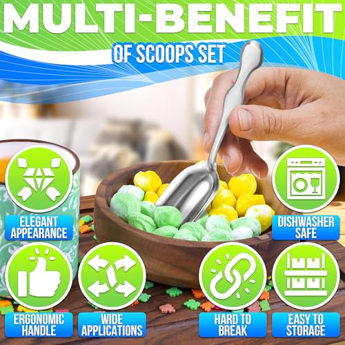 20 Pcs Mini Scoops for Candy, 5.9", Stainless Steel, Multipurpose - color: Silver