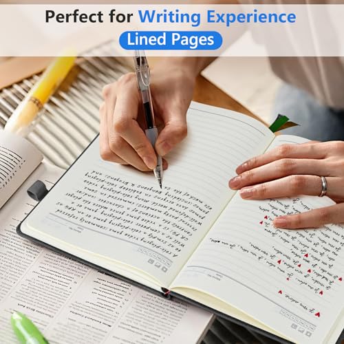 Lined Notebook 5.9"x8.5", Hardcover Leather Journal for Women Men,160 Pages - color: Black, size: Lined Page