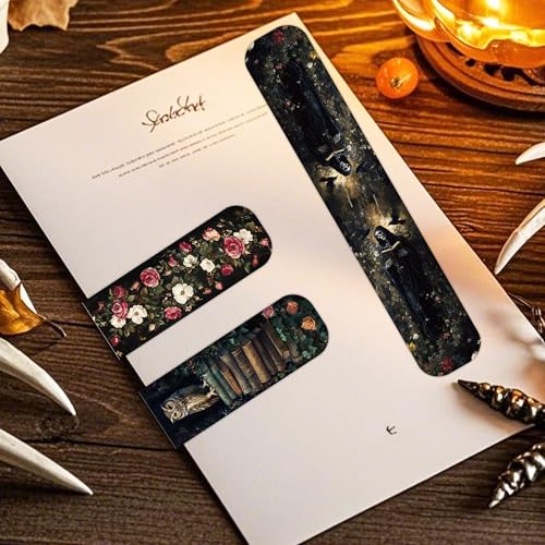 Dark Academia Magnetic Bookmarks, Gothic Floral Book Marks for Women - style: Dark Academia 45pc
