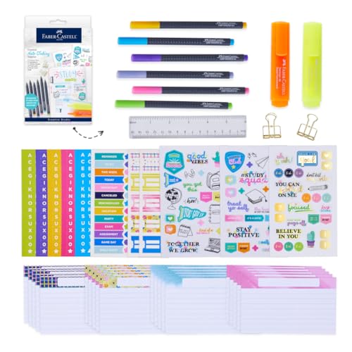 Faber-Castell Essential Note Taking Supplies - Studying Essentials Set with 6 Fineliner Journal Pens, College School Supplies, Stationary and Planner Accessories