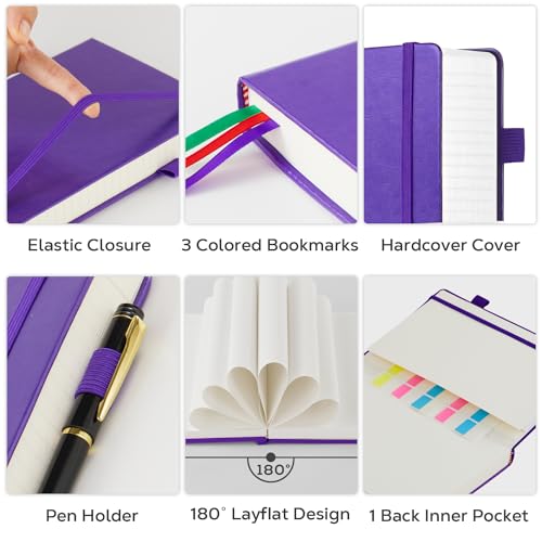 FOCUS DAY Large Journal Notebook 8.5 x 11, 320 Pages A4 College Ruled Notebook Journal for Writing Women Men, Leather Journal Notebook for School Work, Pearlescent Purple Notebook - color: 3.Purple, size: A4