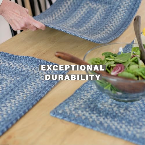 Homespice Denim Braided Placemats Ideal as Table Mats, Oval 13x19 Set of 4 - color: Denim