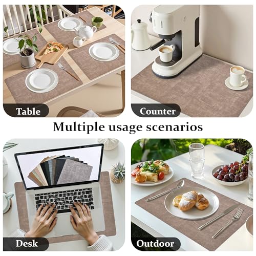 FROMHEART Faux Leather PU Placemats Set of 4 (Dark Coffee,11.8" x 17") - color: Dark Coffee, size: Set of 4