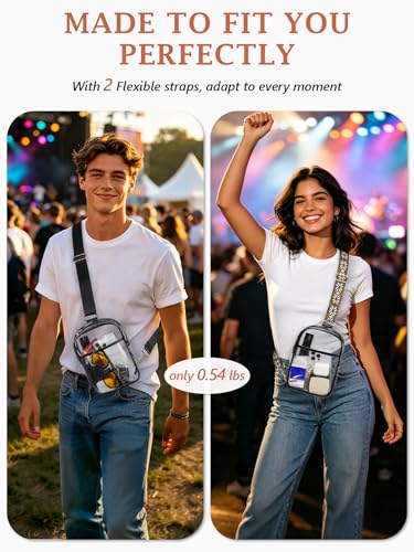 Clear Bag for Stadium Events, Clear Crossbody Sling Purse, 2 Straps - color: 1# Black-a, style: Style 1