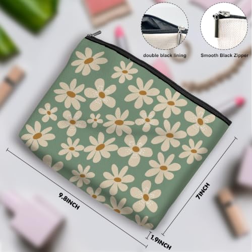 Daisy Floral Makeup Bag, Boho Makeup Organizer Cosmetic Bags for Women - color: CuteDaisy03