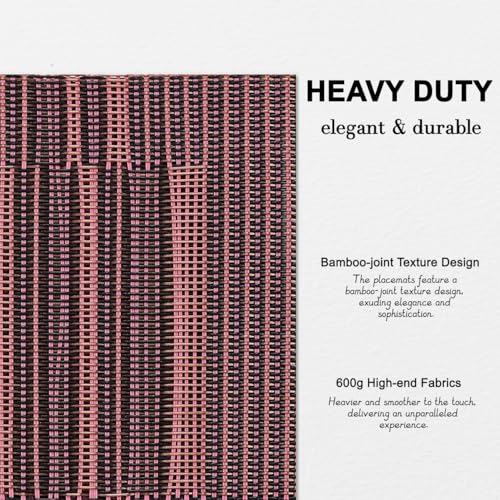 Placemats Set of 6, Vinyl Woven Heat-Resistant Place Mats - color: Purple Red, size: Set of 6