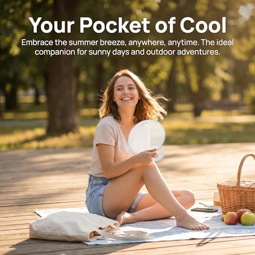 VOSAREA 2pcs Round Folding Fan, Folding Fans Handheld Foldable Flying Disc, Compact Cooling Party Favors for Outdoor Games