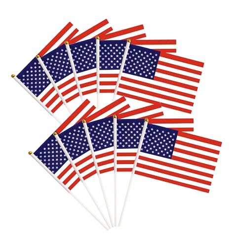 50 Pack USA America Flags Small Mini Hand Held American US Flags on Stick Flags, Miniature National Country Flags,Party Decorations Supplies for Parades,International Festival - color: US