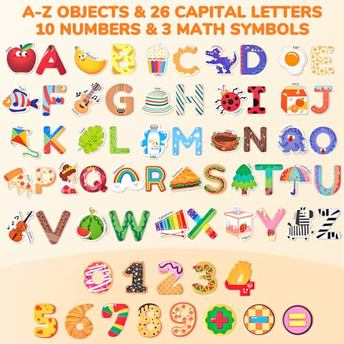 JoyCat Magnetic Letters and Numbers, Object Fridge Magnets for Kids, 65 PCS - style: Objects+Letters+Numbers