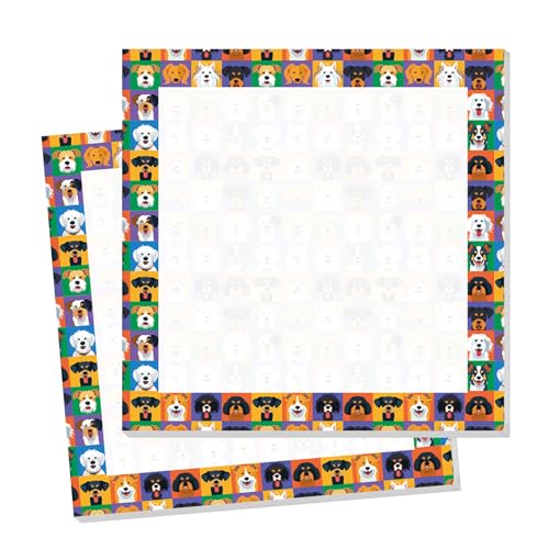 Sticky Notes 3x3 Inch, 2 Pads Cute Self-Stick Note Pads, Strong Adhesive Notepads for Office, Home, School, Organization and Reminders Dog Grid Pattern