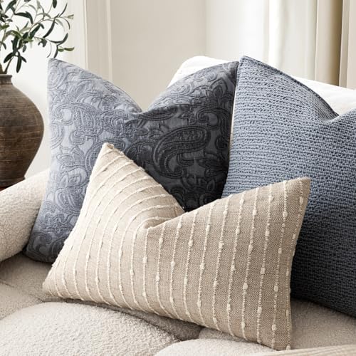 Foindtower Striped Boucle Lumbar Throw Pillow Covers 12x20 Natural Beige - color: Natural Beige, size: 20" x 12" (Pack of 2)