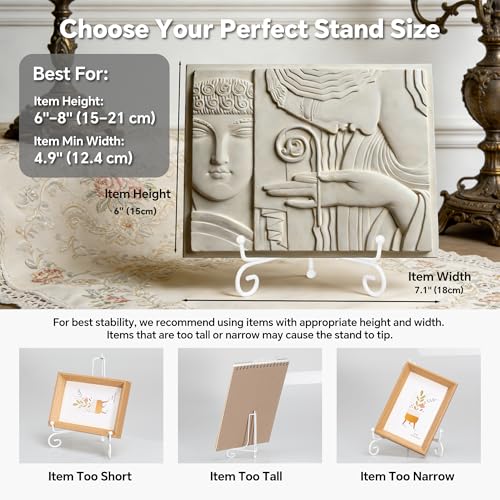 Artliving Metal Plate Stands for Display - 6-Inch Adjustable Easel Holders for Decorative Plates, Picture Frames and Books - White (2-Pack) - size: 6 inch(2 pack)