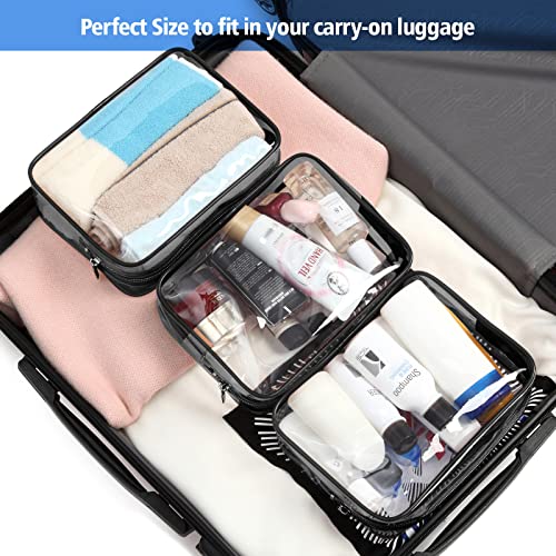 PACKISM Clear Makeup Bag for Travel - TSA Approved Toiletry Bag, 2 Black - color: Black, size: Mixed Size Series (1 Medium + 1 Large)