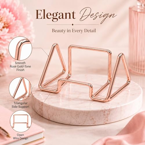 Business Card Holder for Desk, Rose Gold Card Display Stand - color: rose gold