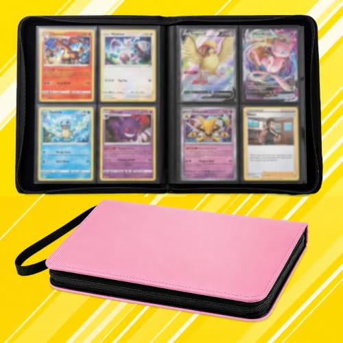 Card Binder, 4 Pocket 240 Card for Collectible Trading Card Albums - color: 240-PINK-1
