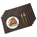 Bamboo Placemats Set of 4 with Fabric Border, Table Mats, Walnut - color: Walnut, size: Set of 4