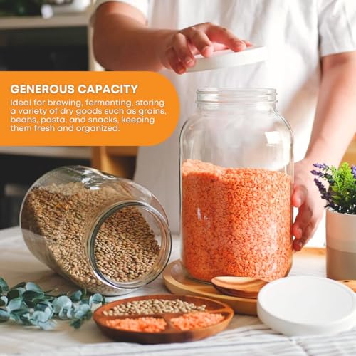 1 Gallon Glass Jar with Lid | Wide Mouth Food Storage and Fermentation Jar - size: 1 Pack