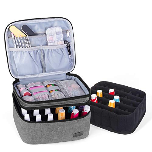 LUXJA Nail Polish Storage Case Holds 20 Bottles, Gray - color: Gray