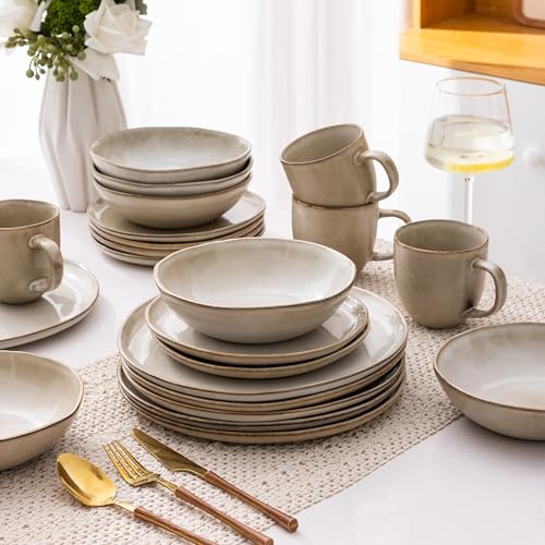 AmorArc 8.5’’ Ceramic Pasta Bowls Set of 6, 36oz Large Stoneware Bowls Set - color: Cappuccino, size: Set of 6