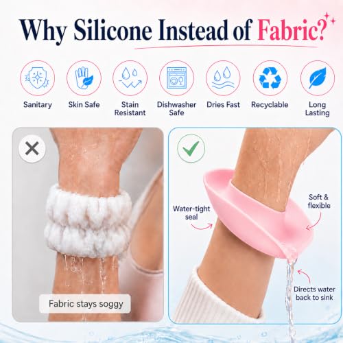 LiquiBands Face Washing Wristbands - Original Drip Catch Cuffs (Pink, S/M) - color: Blush Pink, size: S/M