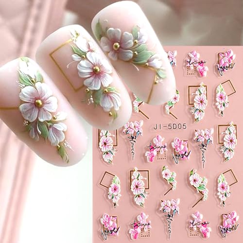 Nail Stickers for Nail Art Cherry Blossoms Nail Decals for Women - color: Colorful-11