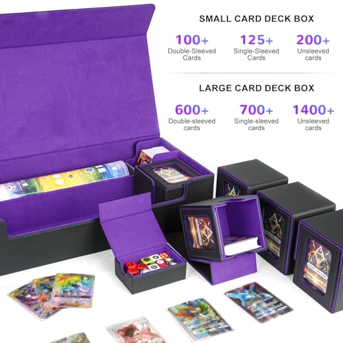 Card Deck Box for MTG Commander, Large 6 in 1 Card Display Deck Case - color: Black & Purple, size: 6 Boxes Set