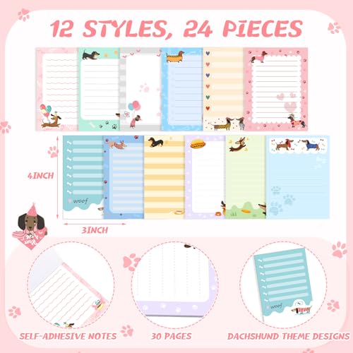 Gilprop 24 Pack Dachshund Gifts, Dachshund Sticky Notes - style: Dachshund