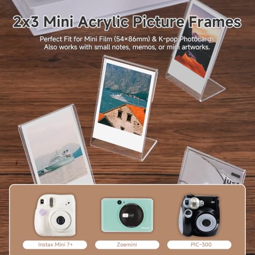 Mini Acrylic Picture Frames 2x3 for Instax Mini Film, Clear Instant Photo Display Stand for Fujifilm Instax 12 11 9 40 25 90, Small Tabletop Picture Frame for Desk Shelf (12 Pack) - size: 12 Pack