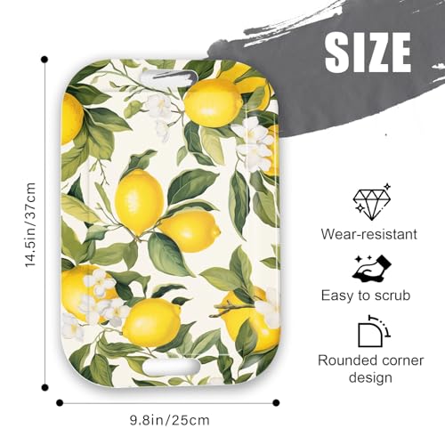 Serving Trays with Handles, 14.5 x 9.8 inch Rectangular Plastic Tray for Restaurant, Kitchen, Lemon and Leaves - color: Lemon and Lemon