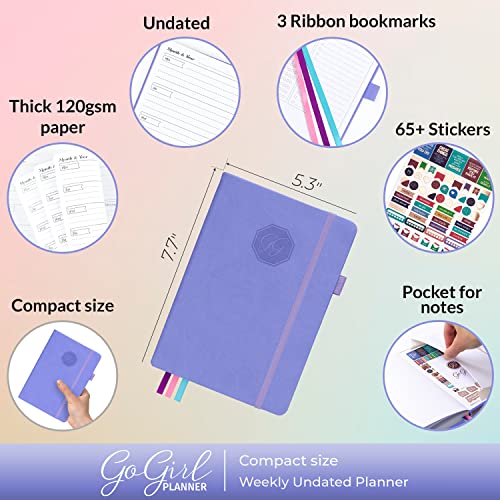 GoGirl Planner for Women, Undated Weekly Agenda Journal, Lavender - color: Lavender, size: Compact (5.3" x 7.7")