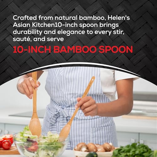Helen’s Asian Kitchen Bamboo Kitchen Spoon Cooking Utensil, 10-Inch - style: 10-Inch, Solid Spoon
