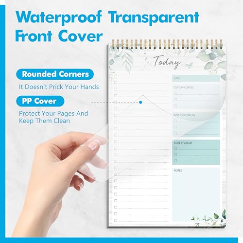 To Do List Notepad, Daily Planner Notebook with 52 Tear-off Sheets, Undated Writing Organizer for Daily Tasks and Goal, Coiled Task Track Checklist Productivity Pad for Office, Classroom, Home, School - color: Green Plants