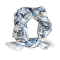 100% Mulberry Silk Scarfs Small Square Scarf 21"x21" Neck Scarf for Women - color: 3-blue White Flowers