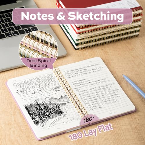 deli Taro Purple Lined Spiral Journal Notebook, 160 Pages, A5 (5.5"x8") Hardcover Writing Notebook, College Ruled Spiral Bound Journal for Women & Men - Perfect for Work, School, Office & Note Taking - color: Taro Purple