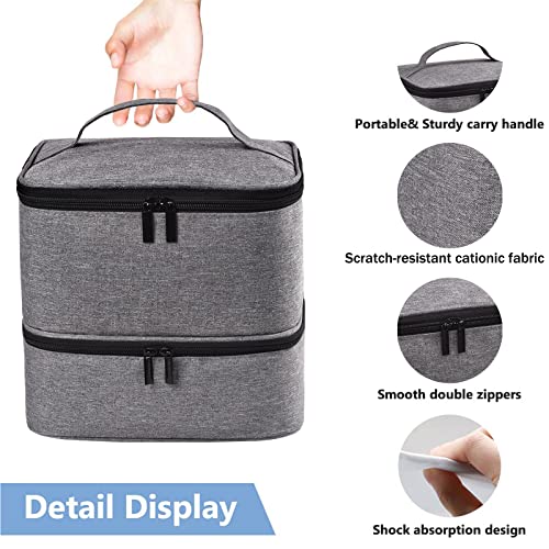 Nail Polish Organizer Holds 30 Bottles (15ml) and 1 Nail Light Nail Polish Carrying Case with Storage Pockets for Manicure Tools Double Layer Nail Polish Storage Travel Bag with Handle (A-Gray) - color: A-Gray