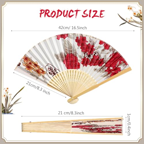 Unittype 24 Pcs Floral Folding Hand Fans for Women, Handheld Fans, Chinese - style: Chinease Style